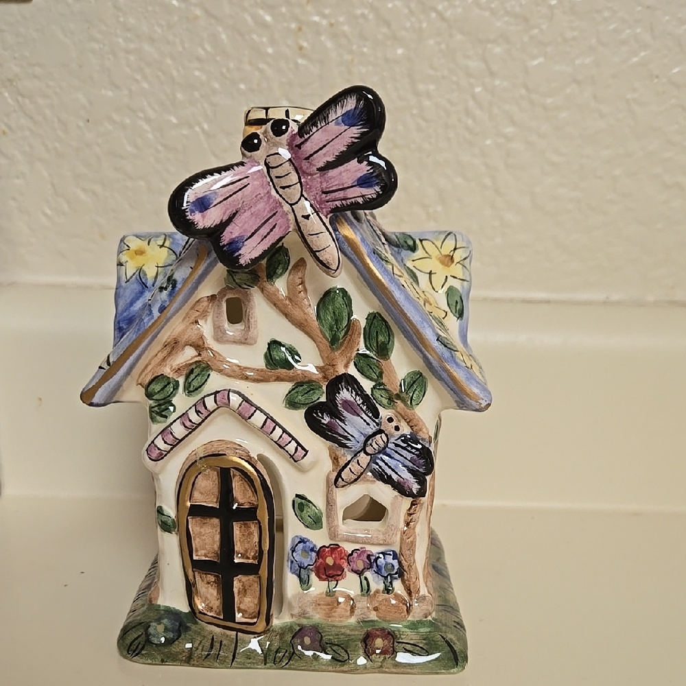 Hand-Painted Ceramic Butterfly House
